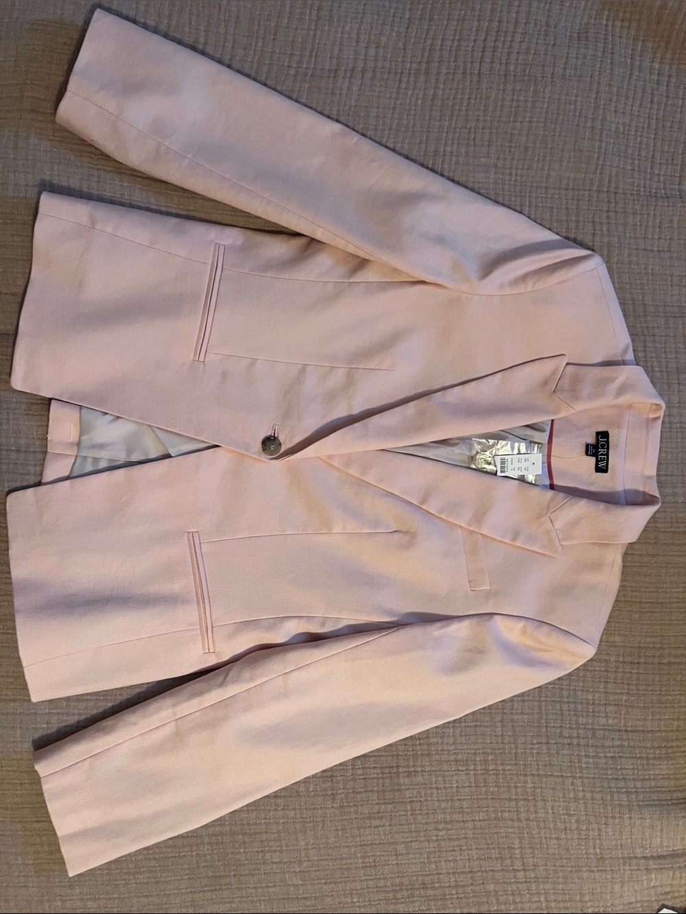 J.Crew Women's Helena Blazer - Ballet Pink Linen Blend Feminine Single-Button